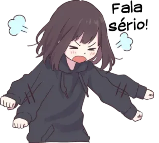 😠 4fbac3ee Fala sério! Аниме девушка, Злой, Раздраженный, Мультфильм, Милый, Брюнетка, Краснеющий telegram sticker