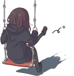 😔 5383e26b аниме девушка, качели, одинокий, грустный, мультфильм, манга telegram sticker
