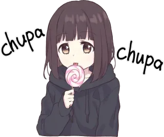 😋 758e81f3 chupa Аниме, Девочка, Леденец, Милый, Мультфильм telegram sticker