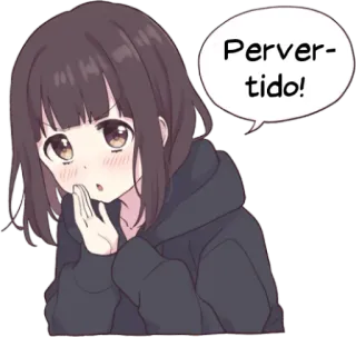 😳 7c61a7a1 Pervertido! Аниме девочка, Извращенец, В шоке, Испанский, Милый, Мультфильм telegram sticker