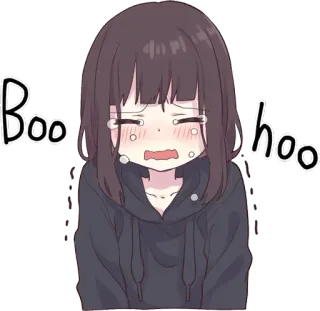 😭 855b32df Boo hoo плачущий, грустный, аниме, мультфильм, рыдания, эмоциональный telegram sticker