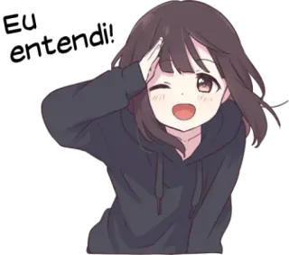 😉 ce8d4dc4 Eu entendi! Аниме, Девушка, Приветствие, Мультфильм, Счастливый, Выражение лица, Милый telegram sticker