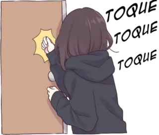 😒 d8fc8116 TOQUE TOQUE TOQUE стук, дверь, шапка, аниме, манга, мультфильм, милый, каштановые волосы, стук в дверь telegram sticker