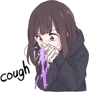 🤮 f5cb06ab cough кашель, болен/больна, аниме, девушка, простуда, чихание telegram sticker