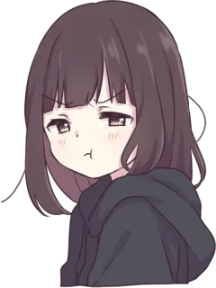 😒 f9e5b977 Аниме, Девушка, Милый, Мультфильм, Наклейка, Злой, Брюнетка telegram sticker