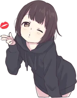 😉 117d3257 애니메이션, 키스, 귀여운, 여자, 만화, 스티커, 카와이, 뽀뽀 telegram sticker