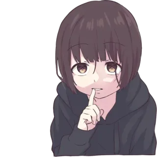 😠 1c22c352 애니메이션, 소녀, 쉿, 조용, 만화, 입술에 손가락 telegram sticker