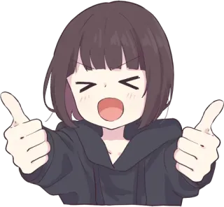 👍 1cbbf14e 애니메이션, 여자, 엄지척, 귀여운, 행복한, 승인, 긍정적 telegram sticker