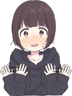 😳 2aee40fd 애니메이션, 소녀, 귀여운, 당황, 홍조, 땀 telegram sticker