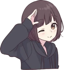 👌 3a79e2be 애니메이션 여자, 경례, 윙크, 귀여운, 만화, 여성, 캐릭터 telegram sticker