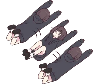 😮 3e54f33a 애니메이션 소녀, 후드티, 귀여운, 누워있는, 만화, 카와이 telegram sticker