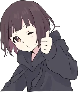 😉 4e0830ba 애니메이션 소녀, 엄지 척, 윙크, 만화, 귀여운, 스티커 telegram sticker