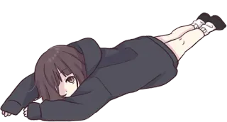 😒 62b5919b 애니메이션 여자, 누워있는, 카와이, 귀여운, 후드티, 애니메이션, 만화, 여성 telegram sticker