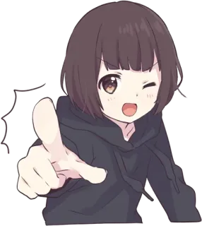 😉 8307c875 애니메이션 소녀, 윙크, 만화, 일러스트, 귀여운, 가리키는 telegram sticker