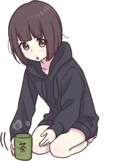 ☕️ aa190723 茶 애니메이션 소녀, 차, 카와이, 귀여운, 만화, 일본 문화 telegram sticker
