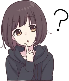 😯 c3bcec40 애니메이션, 소녀, 물음표, 생각, 궁금, 일러스트, 스티커 telegram sticker