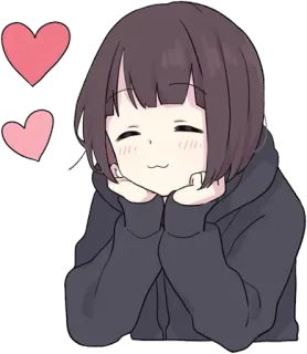 ❤️ cfae4e96 애니메이션 여자, 카와이, 귀여운, 하트, 행복한, 치비, 만화 telegram sticker