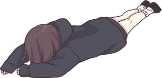 😶 d54eb9d2 애니메이션 여자, 지친, 피곤한, 누워있는, 슬픈, 만화, 만화영화 telegram sticker