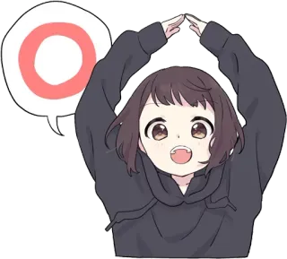 😲 e8be0704 O 애니메이션, 만화, 소녀, 귀여운, OK, 긍정적, 동의, 쾌활한 telegram sticker