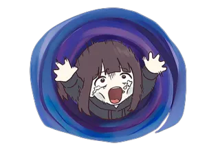 😱 567539c9 anime, przestraszony, płacz, spirala, kreskówka, horror, emocjonalny whatsapp sticker