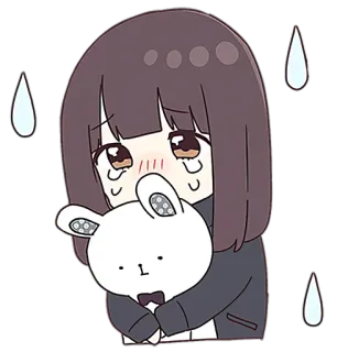 😥 618ac0ca smutny, płaczący, anime, dziewczyna, kreskówka, królik whatsapp sticker