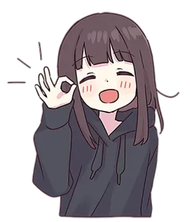 👌 7ba69cbd dziewczyna anime, słodkie, kawaii, gest OK, manga, szczęśliwa, dziewczyna whatsapp sticker