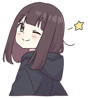 😉 cb119597 Anime, Dziewczyna, Mrugnięcie, Gwiazda, Słodkie, Kreskówka whatsapp sticker