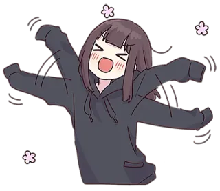 🤩 fe8d065a Anime, Słodkie, Szczęśliwy, Kreskówka, Dziewczyna whatsapp sticker