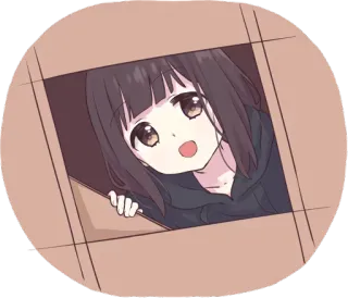 👋 3d713414 Аниме, Мультфильм, Девушка, Коробка telegram sticker