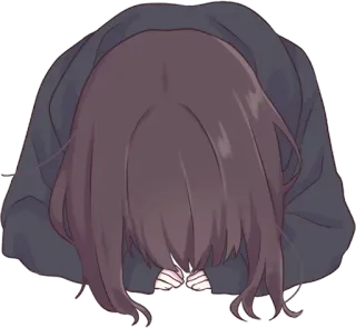 😰 8f3b37d9 Аниме, Девочка, Кланяется, Грустная, Извиняющаяся telegram sticker