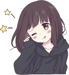 😋 cc205ee3 Аниме, Девушка, Милая, Наклейка, Каваий, Подмигивание telegram sticker