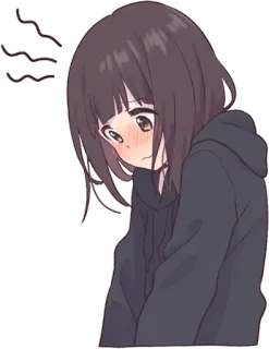 😳 e3a41994 Аниме, Стикер, Девушка, Стесняется, Мультфильм telegram sticker