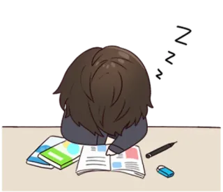 😴 4f647944 sleeping, tired, studying, anime, cartoon, student, desk, zzz telegram sticker