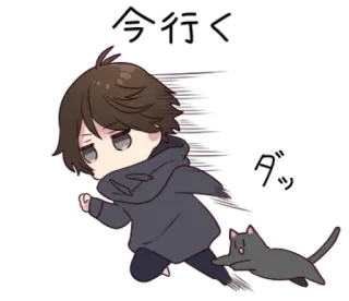 😐 74488112 今行く anime, cat, running, chibi, hurry telegram sticker