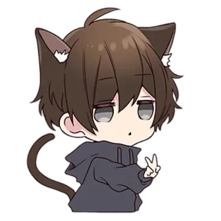 👋 1719cd79 Anime, Kot, Kawaii, Chibi, Naklejka, Słodki telegram sticker