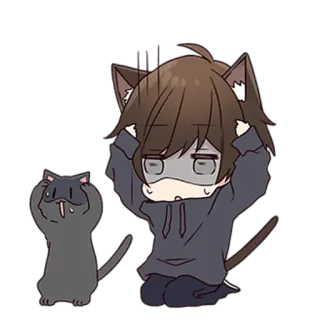 🙈 ba01a503 kot, anime, chibi, słodkie, manga, zwierzę, kawaii telegram sticker