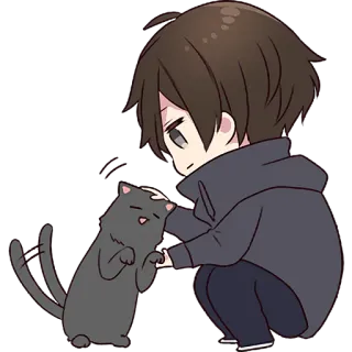 🥰 6ec5a08f Anime, Gatto, Accarezzare, Kawaii, Chibi, Carino telegram sticker