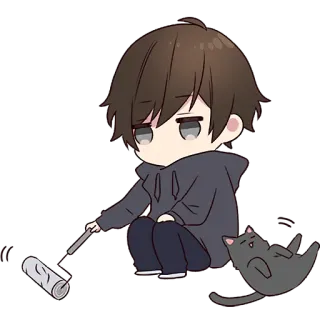 🖌 7d34b4af Cartone animato, Gatto, Ragazzo, Chibi, Anime, Carino telegram sticker