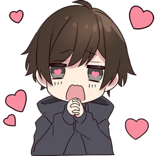😍 8e80fb8d Anime, Amore, Carino, Cuori, Chibi, Ragazzo telegram sticker