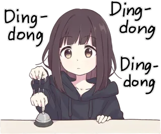 🛎 5e166a77 Ding-dong Anime, Imut, Gadis, Ding-dong, Lonceng whatsapp sticker