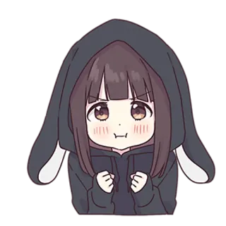 😐 933784b3 アニメ, ちび, カートゥーン, かわいい, 女の子, パーカー, うさ耳 telegram sticker