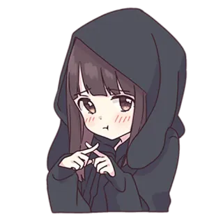 🥺 953d9063 アニメの女の子, かわいい, ちび, カワイイ, パーカー, 悲しい, 漫画 telegram sticker