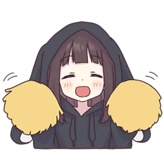 😊 a22c89d7 アニメ, 女の子, パーカー, かわいい, カワイイ, 元気, 幸せ telegram sticker