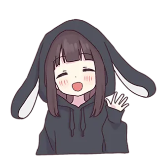👋 c2bbc2b2 アニメガール, かわいい, 可愛い, うさ耳, パーカー, アニメ telegram sticker