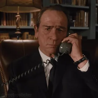 📞 1f8c3667 남자, 전화, 요원 K, 토미 리 존스, 정장 telegram sticker