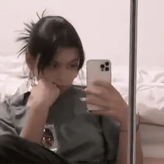 🍣 9dacc219 woman, selfie, mirror, indoors, bedroom, person, girl, hair telegram sticker