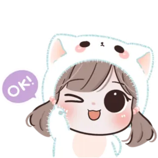 🍥 6e45463b OK! милый, каваий, девушка, ок, одобряю, кот, толстовка telegram sticker