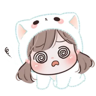 🍥 e367f163 мультфильм, девочка, голова кружится, милый, аниме, наклейка telegram sticker