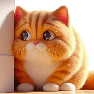 👀 3ca6ef57 kot, kociak, słodki, pomarańczowy, smutny, kreskówka, naklejka telegram sticker