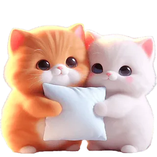 🥱 4fdce0b0 koty, słodkie, kawaii, zwierzęta, kocięta, poduszka telegram sticker